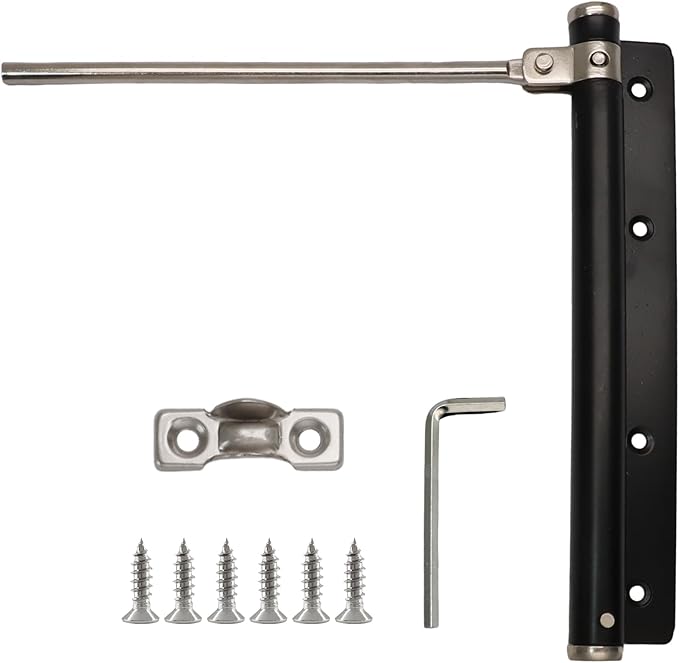 BokWin Automatic Door Closer for Home, Safety Spring Door Closers Adjustable Self Closing Device, Easy to Install with Arm, Screw, Wrench for 5kg (1 Pack, Black)
