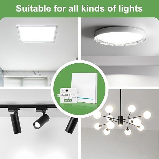 RGBZONE Wireless Light Switch and Receiver Kit, 100FT RF Range Remote Control, No Rewiring, AC85-240V Quick Create or Relocate On/Off Switches for Lamps (White)