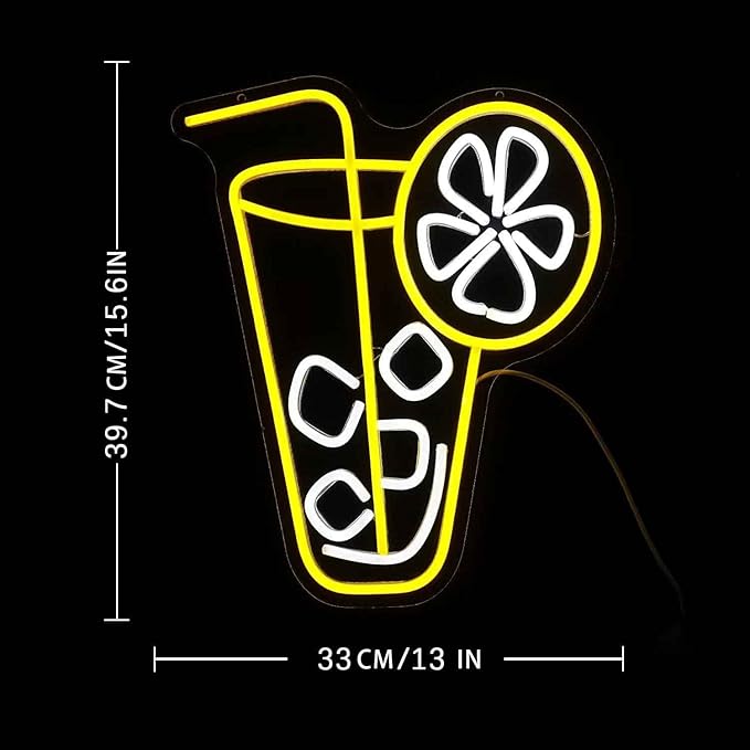 Juice Neon Sign for Wall Decor, Dimmable Yellow Neon LED Lights Signs for Bar Man Cave, Neon Light Up Signs for Bedroom Pub Bar Accessories Decorations Aesthetic, Birthday Neon Sign Gifts
