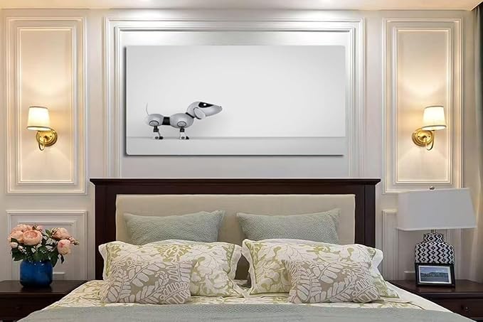 Wibinuki Wall Art Wall Decor Wall Paintings Dog robot empty wall for Living Room Bedroom Bathroom Home Decor Can Be Hung Directly 20"x 40"