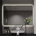 40 x 32 Black LED Bathroom Mirror, Metal Framed Rounded Corner Rectangle Backlit Mirror Bathroom, Anti-Fog, 3-Color Stepless Dimmable Lighted Mirror, Motion Sensor Lights, Memory Function