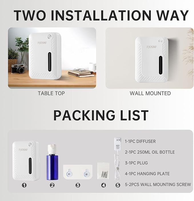 2026 Oil Diffuser Waterless 2200 Sq.Ft, Bluetooth&WiFi APP Control, 250ml Smart Scent Air Machine with Cold Air Tech for Large Rooms, Home, Office & Hotel, Plug-in