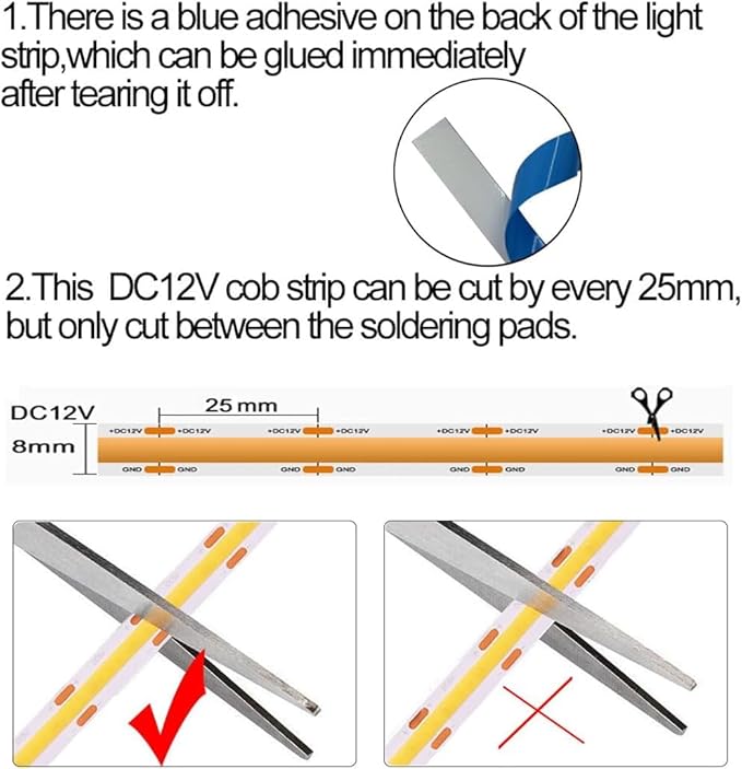 HAMRVL Natural White COB LED Strip Lights,16.4ft 4000K DC12V Dimmable LED Light Strip with 1600 LEDs,Touch Dimmer,12V Adapter,Flexible Super Bright Indoor COB LED Lights for Living Room,Shelf,Cabinet