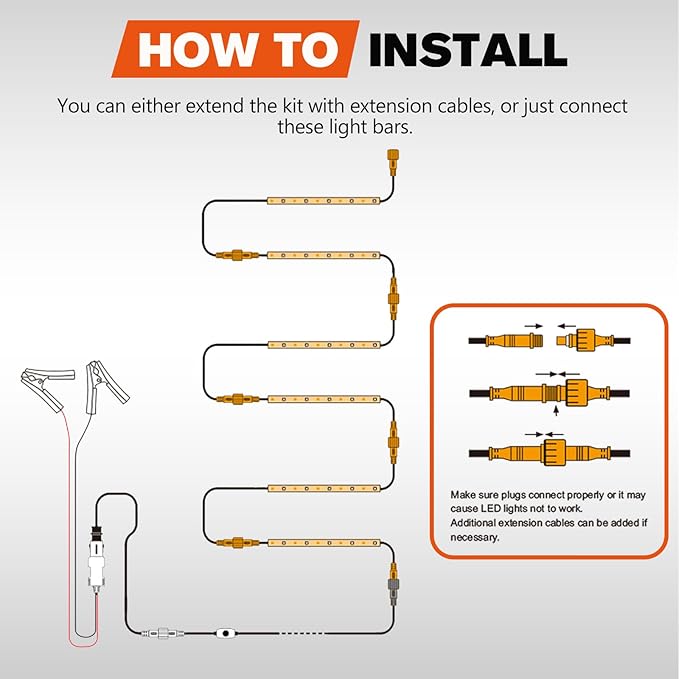 FIERYRED 12V Interior Light Bar Kit, Dimmable Camping Lights, Weatherproof IP67, Aluminum Magnetic Mount with Dimmer Switch, Portable Lights for Camping Tent Awning RV Car Trailer Boat (6 Pcs, Amber)