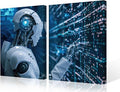 Big Data Analysis Wall Decorations for Living Room Decor Robot Posters & Prints Wall Art Wall Decor AI Intelligence Artwork for Wall Decor Painting for Home Office Room Decor, 24" Wx16 H