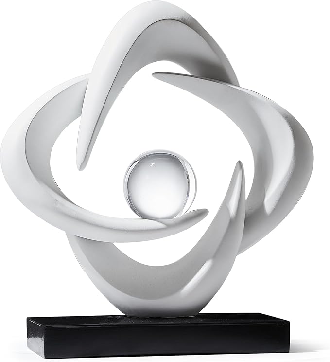 Abstract Art Sculpture, Resin Gold Decorative Statue, Modern White Ornaments for Living Room, Decorativas Modernas for Coffee Table/Entryway/Office Collectibles (White)