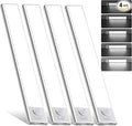 16inch Under Cabinet Lighting, 4 Pack Rechargeable Motion Sensor Light Indoor, Wireless Dimmable Magnetic Closet Lights, 68 LED Under Counter Lights for Kitchen, Wardrobe, Stairs, White Light
