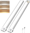 15.7inch Under Cabinet Lighting Rechargeable, 100 LED Super Bright, Motion Sensor, 3 Color Temps & Dimmable, Long Lasting Wireless Magnetic Closet Light for Kitchen, Pantry, Stairs (2 Pack)