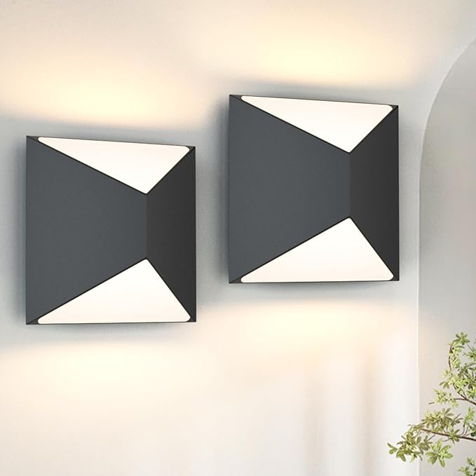 Tipace Black Wall Sconce 2 Packs Hardwired Indoor Modern Wall Lights LED Up and Down Wall Mount Light for Living Room Bedroom Hallway Corridor Conservatory Warm White 3000K(with G9 Bulbs)