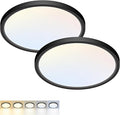 2 Pack LED Flush Mount Ceiling Light,7Inch 15W,3000K/3500K/4000K/5000K/6500K 5 Color Temperatures Ceiling Light Fixture for Kitchen Porch Hallway Bedroom Bathroom and Closet,Black