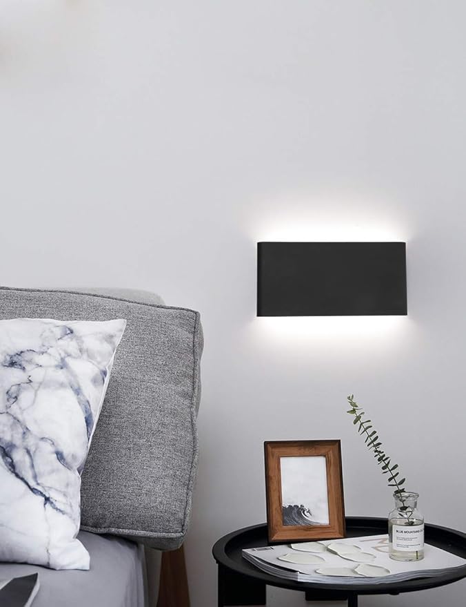 Joosenhouse Black Hallway LED Wall Lamps for Bedroom 10Watt, Modern Up and Down Stairwell Bedside Sconce Wall Decor Light Fixtures Indoor 12 Inches