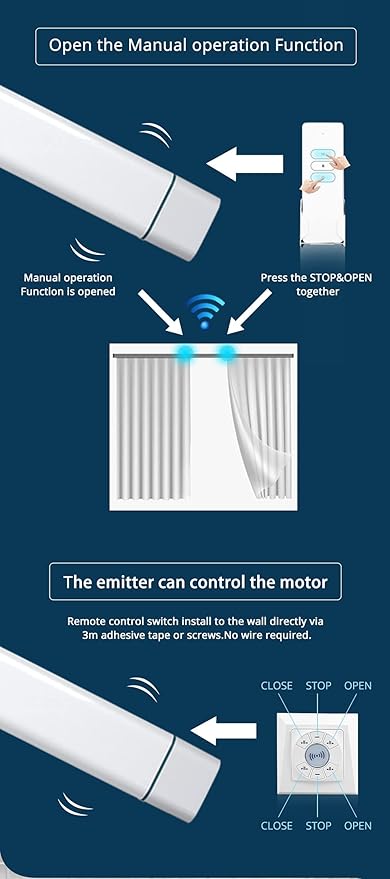 Smart Curtain Blind Motor WiFi Electric Remote Control Curtain Motor with DIY Tracks Alexa Echo Google Home Tuya WiFi Control Electric Stage Curtains(2.2M (86.6 inch))