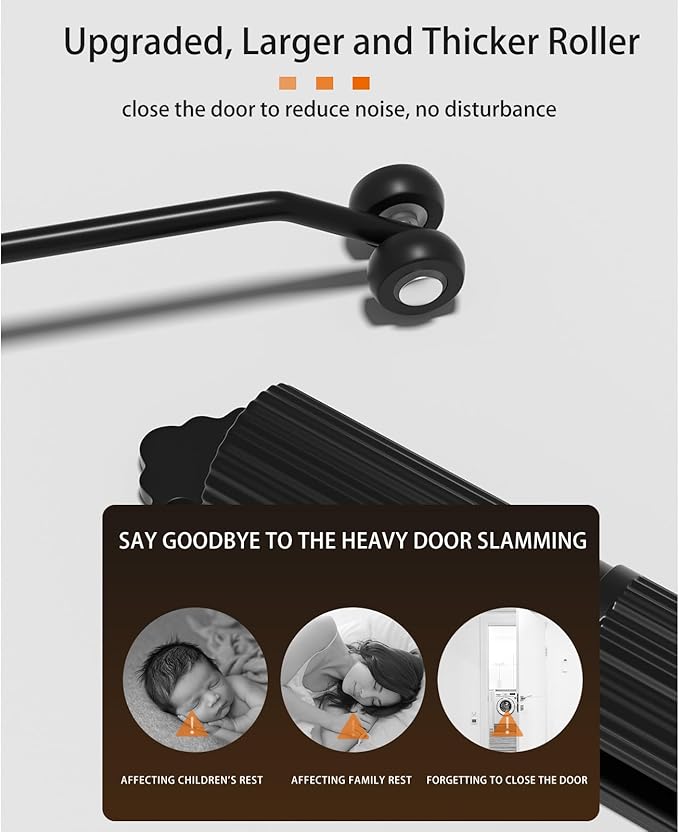 Automatic Door Closer, Zinc Alloy Safety Spring Door Closer 20-60kg Closing Door Hinge, Adjustable Door Spring Closer for Commercial & Home Use with Screws(Black)
