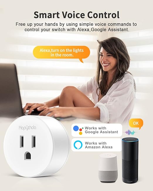 Smart Plug with Remote, 2.4GHz Wi-Fi & RF433 Wireless Remote Control Outlet Light Switch NO Neutral Wire Required, Works with Smart Life/Tuya APP, Compatible with Alexa/Google Home, White