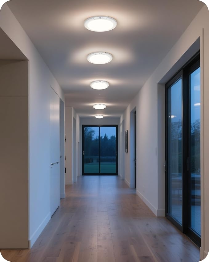 4 Pack Rechargeable Motion Sensor Ceiling Lights with Remote, Wireless Ceiling Light Battery Operated, Magnetic, 3CCT, Dimmable Shower Light, Motion Activated Light for Closet Bathroom Stairs Pantry