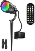 HIBOITEC RGBW Low Voltage Landscape Lighting 12W with Remote Connectors Spotlights Landscape Lights Kit 12-24V AC/DC Waterproof for House Yard Trees Outdoor Christmas 1Pack(Transformers NOT Included)