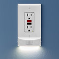 SnapPower 2 Pack MotionLight [for GFCI Outlets] - Motion Detecting LED Night Lights Built-in to Wall Plate - Bright/Dim/Off Options - Auto On/Off Sensor - (GFCI, White)