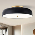 Dimmable LED Ceiling Light, Black and Gold Light Fixture, Mid-Century Semi Flush Mount Ceiling Light 5CCT 2700K-6000K Ceiling Lamp for Laundry Room Kitchen, Bedroom, Hallway(15.8in)