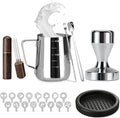 Espresso Accessories Kit 51mm Tamper: 51mm Espresso Tamper Set Barista Tools Including Coffee Tamper, Milk Frother Cup, WDT Tool Espresso Tools, Tamper Mat, Latte Pen, Coffee Spoon, Coffee Stencils