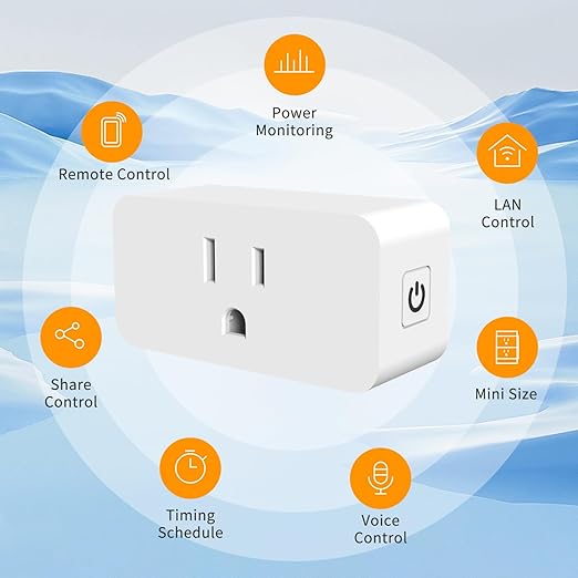 Smart Plug Mini with Energy Monitoring, 2.4G Wi-Fi Outlets Support Alexa, Google Assistant, SmartThings, Tuya Smart Plug, Timer, ETL & FCC Certified,1 Pack