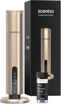Scentia Wireless Waterless Hotel Scent Diffuser | Includes Premium USA-Made Oil Blend | App Controlled, Cordless | Home, Office, Spa, Aromatherapy | Covers 1500 Sq Ft | 72 Hrs in 1 Charging | Gold