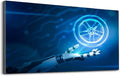 Wibinuki Wall Art Wall Decor Wall Paintings Robotic hand car wheel tyre on neon blue for Living Room Bedroom Bathroom Home Decor Can Be Hung Directly 20"x 40"