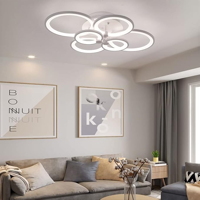 Ganeed LED Ceiling Light Fixture with Remote Control,72W Modern Acrylic Chandeliers,Dimmable Light Color Flush Mount Ceiling Lamp 6 Heads for Dinning Room Bedroom Kitchen Light Fixtures,3000-6500K