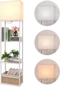 Floor Lamp with Shelves, Large Size Rectangle Standing Lamp with 3 Color Temperature Bulb, Corner Display Bookshelf Lamp for Living Room, Bedroom and Office（White-9W）