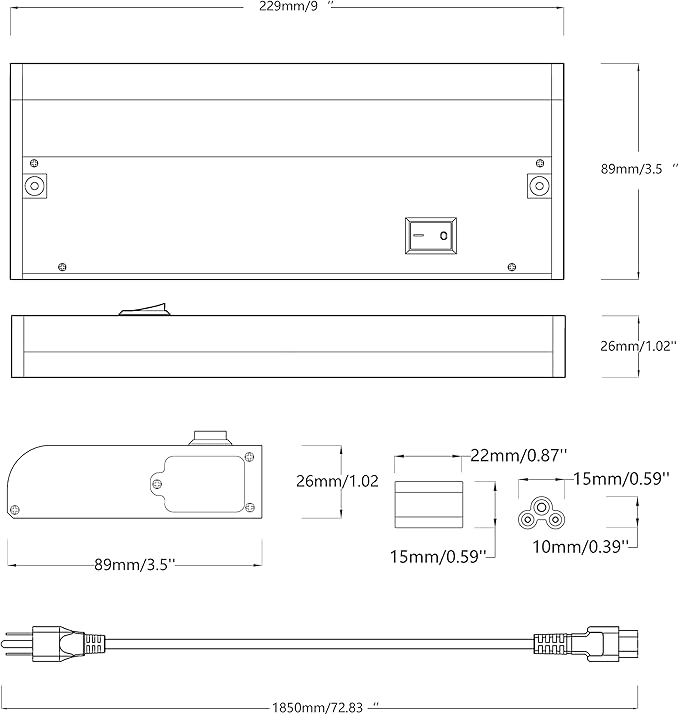 LAMPAOUS Hardwired Under Cabinet Lighting, Dimmable White and Color Changing with Remote Control, Compatible with Alexa, Google Home (9 Inch)