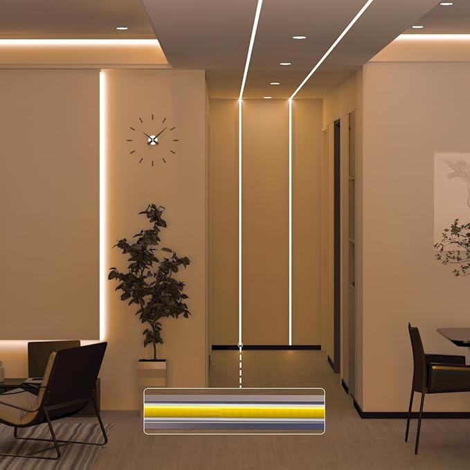 BTF-LIGHTING FCOB COB 5mm Width UL Listed Super Narrow Flexible Uniform Light LED Strip 16.4FT DC12V 3000K CRI 90+ Dimmable LED Ribbon for Kitchen Home Indoor Decoration(No Adapter or Controller)