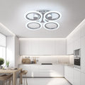 Modern LED Flush Mount Ceiling Light, 4 Rings, Chrome, 6000K for Bedroom, Dining, Living Room, Office
