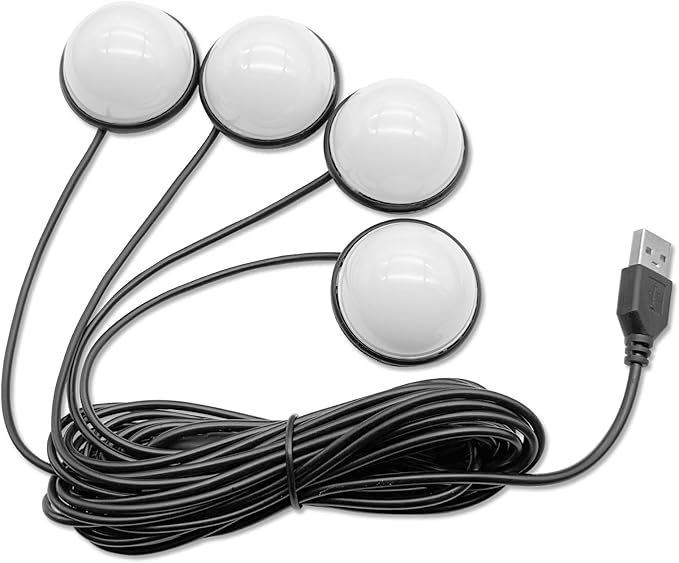 Car Interior LED Lights, Automotive Ambient Neon Light Kit with USB Port, Automotive Under Dash Decoration Night Lamp for Men and Women, 4 in 1 Decoration Lights for Car, Garden, Home, Part (Orange)