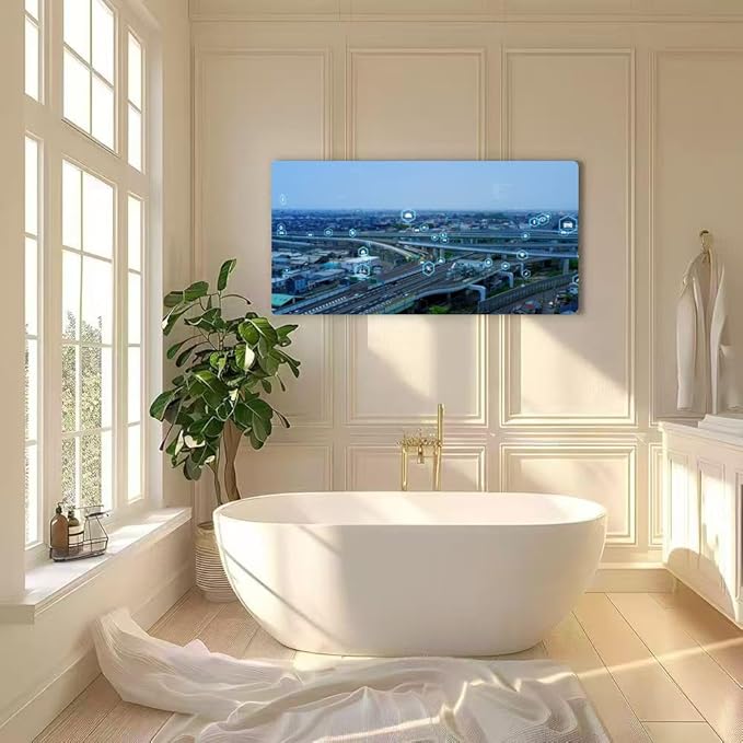 Wibinuki Wall Art Wall Decor Wall Paintings Transportion and technology ITS (Intelligent Transport Systems). for Living Room Bedroom Bathroom Home Decor Can Be Hung Directly 20"x 40"