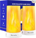 Morsatie【Upgraded LED Flame Light, Rechargeable Flickering Flameless Candles, 4 Modes Battery Operated Candles with Upside Down Effect, Waterproof LED Candles for Indoor Outdoor 2 PCS