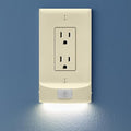 Single - SnapPower MotionLight [For Décor Outlets] - Motion Detecting LED Night Lights Built-In to Wall Plate - Bright/Dim/Off Options - Auto On/Off Sensor - (Décor, Light Almond)