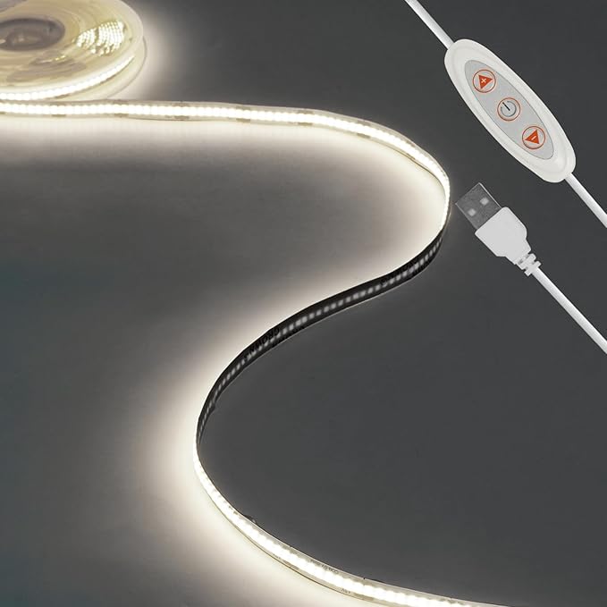 5V USB 13.12ft LED Light Strip, COB LED Strip Lights, High Brightness Tape Lights, Day White 5000K LED Strip Lights for TV,Cabinet, Kitchen,Living Room and Shelving
