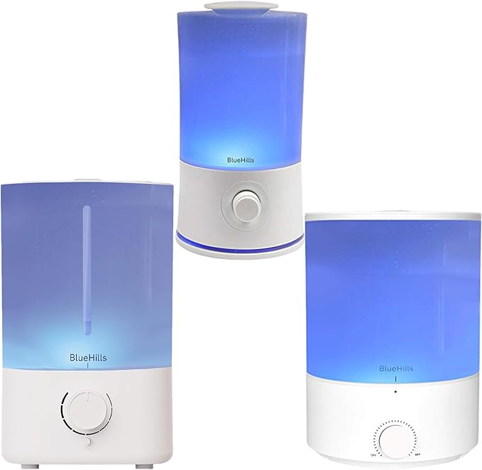 BlueHills Premium Set of Three Large 5000 ML, 4000 ML, and 2000 ML XL Essential Oil Diffusers Humidifier Combo for Large Room Home with Décor LED Lights Great Gift – White