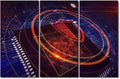Wall Art for Living Room 3 Panel CPU on Board With Shield Hologram Display Pictures Posters for Home Room Office Club Decoration Wooden Framed Gallery-Wrapped Ready to Hang, 42" Wx28 H