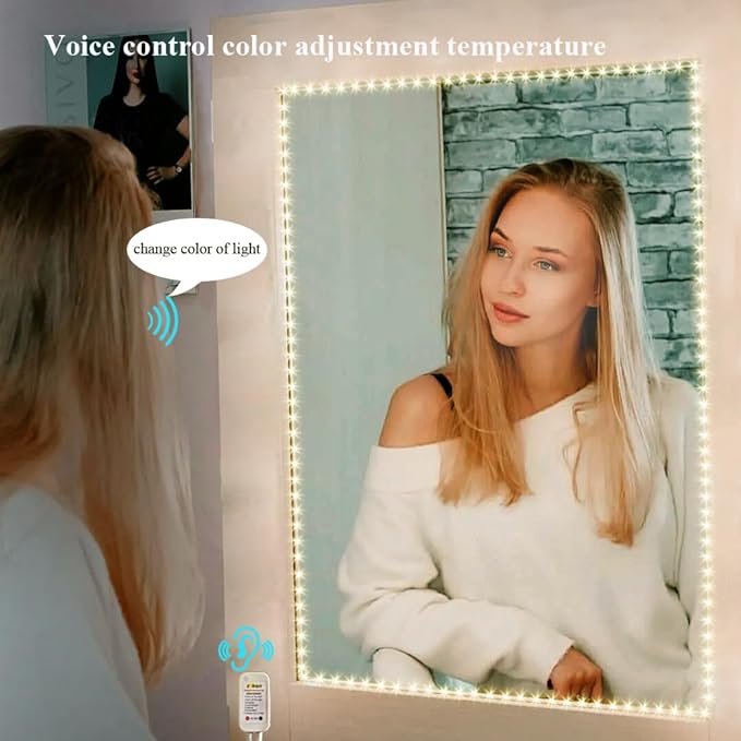 13ft/4M Led Vanity Mirror Lights Kit - Bendable, No Cut Required - Adjustable Strip Light Table Set with Dimmer and Power Supply