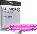 BTF-LIGHTING FCOB USB Powered Purple Color COB LED Strip Lights 3.28FT 320LEDs 5V 8mm Width 90+ High CRI Ultra Bright Flexible Light for TV Backlight Display Cabinet PC DIY Decor