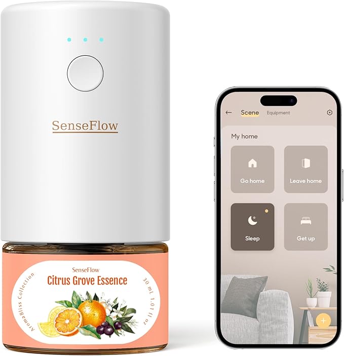 Essential Oil Diffuser for Home, Smart Waterless Aromatherapy Diffuser SF101S Pro, Plug in Room Scent with Timer & 120-Day Natural Aroma, Covers 1000 Sq Ft – Free 30ml Citrus Grove Essence