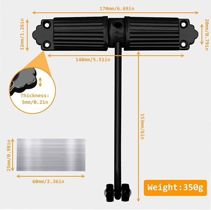 Automatic Door Closer - Heavy Duty Automatic Safety Spring Door Closer, Adjustable Tension Spring Action, for Wooden Doors up to 140 lbs with, Installation Hardware (Black)