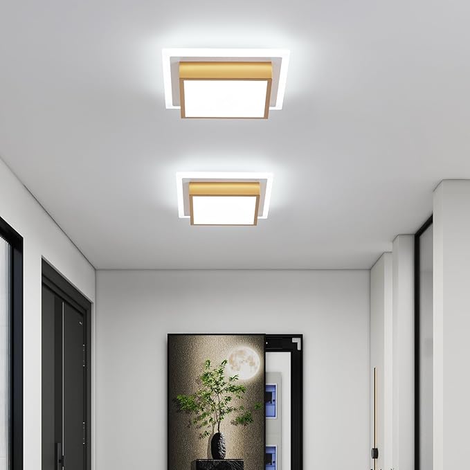 Modern LED Ceiling Light, Hallway Ceiling Light, 6000K Cold White Flush Mount Ceiling Lamp, Square Hallway Lighting Fixtures for Living Room Bedroom Bathroom Kitchen