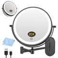 FUNTOUCH 20X/3X Rechargeable Wall Mounted Makeup Vanity Mirror with Lights, Double Sided Magnifying Wall Mount Mirror,3 Color Lighting, Touch Screen Dimming,Extension Arm 360 Rotation Wall Mirrors