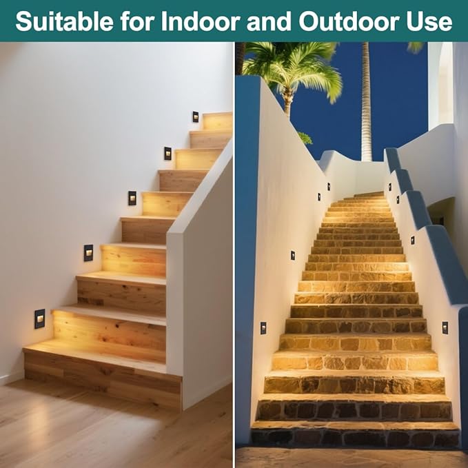kadision Vertical LED Step Light 120V, 3000K/4000K/5000K Adjustable, 3.5W 175lm Indoor Outdoor Dimmable Stair Lights, Aluminum ORB Finish, 12 Pack