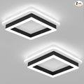 CANEOE 2 Packs Square Flush Mount Ceiling Light, 6000K Black Modern LED Ceiling Light Fixture, Minimalist Hallway Lighting Fixture Ceiling Lamp for Hallway Entryway Bedroom Balcony