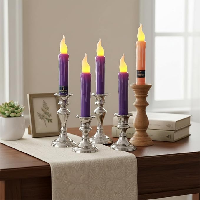Flameless LED Taper Candles with Remote - 6" Battery Operated Taper Candlesticks, Flickering Dripless Window Candles for Mother’Day Wedding Centerpiece Home Decor & Party,4 Pack