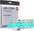 BTF-LIGHTING FCOB USB Powered Ice Blue COB LED Strip Lights 6.56FT 640LEDs 5V 8mm Width 90+ High CRI Ultra Bright Flexible Light for 3D Printer TV Backlight Display Cabinet PC DIY Decor