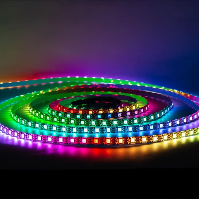 WS2812b Individually Addressable led Strip Light Programmable Dream Color SMD 5050 RGB Pixel Strip Rope Light DC5V (16.4FT 300LEDS Waterproof IP65, Black PCB)