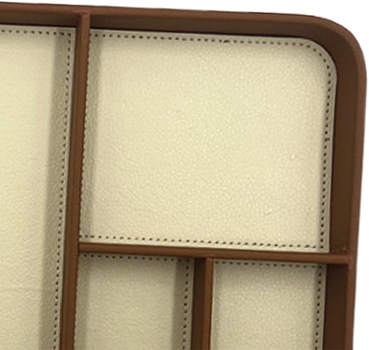 Valet Tray NightStand Tray 4 Compartment Modern,Wear Resistant,Bedside Organizer,PU Leather for Wallet Phone Jewellery Watch